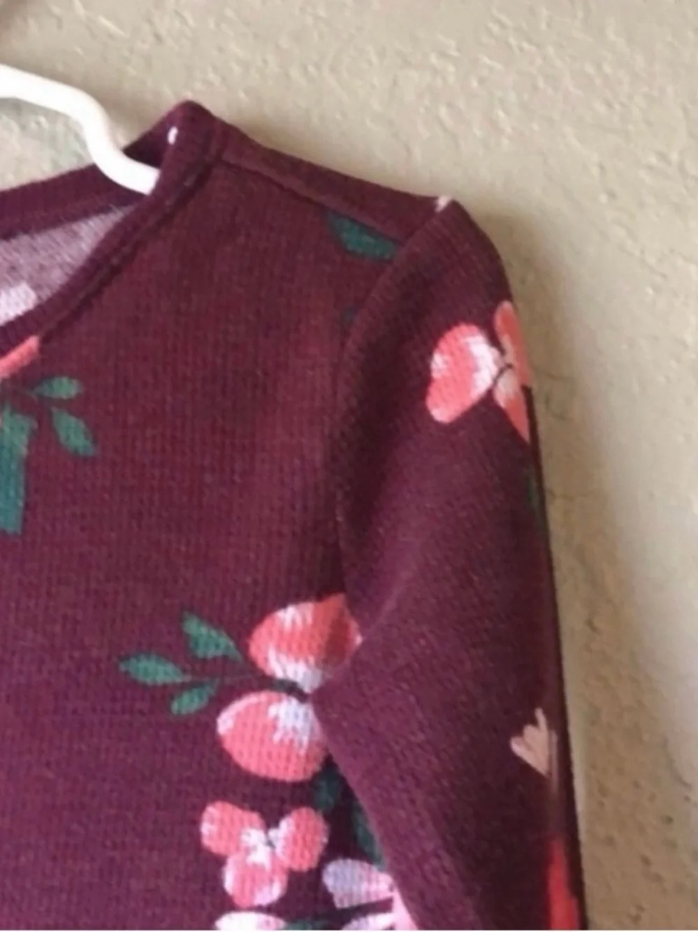 Old Navy Shirt Girls Burgundy Floral Long Sleeve Shirt Casual Top Sz Toddler 4T